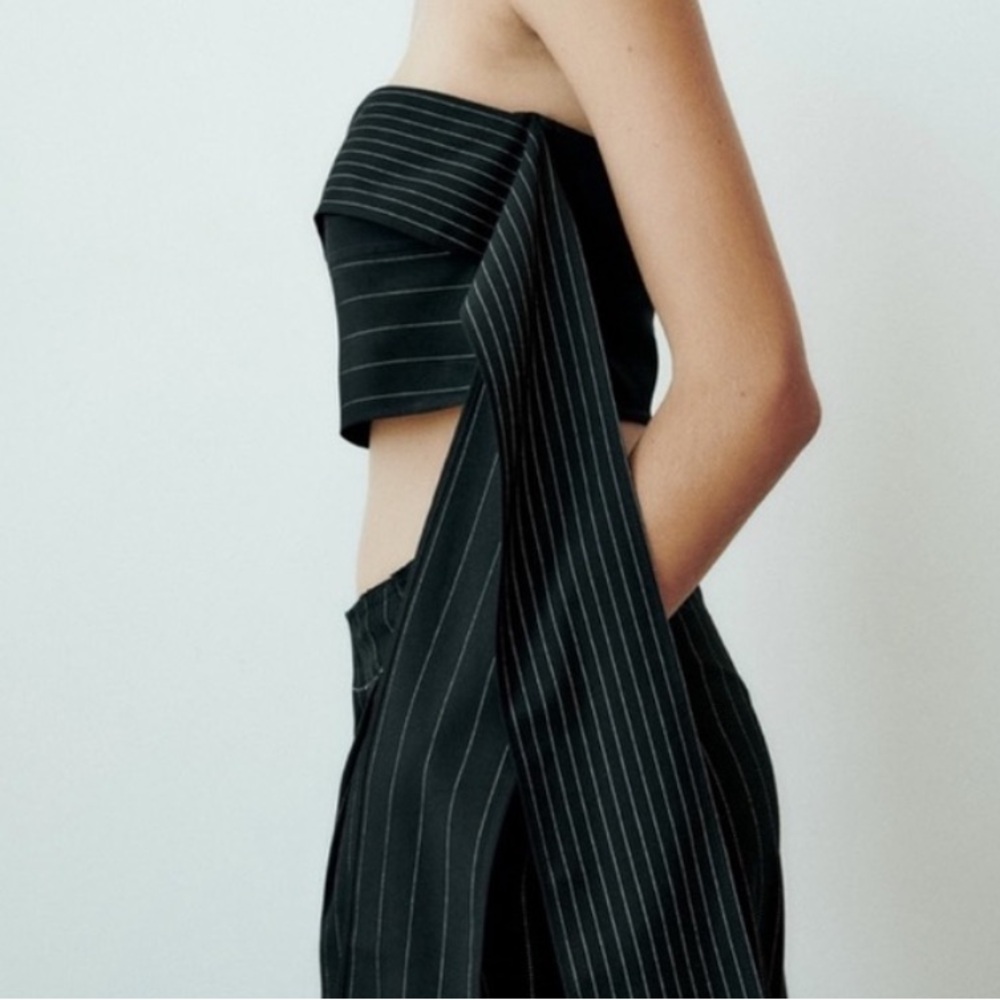 New ZARA STRAPLESS STRAIGHNECK MULTI POSITION CROP TOP - Picture 6 of 15